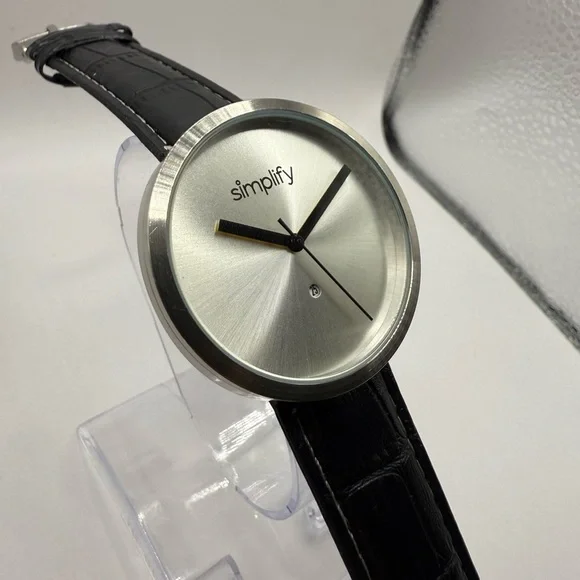 Simplify Black Band Unisex 1000 Series Silver Steel Case Watch (New Battery) - Picture 4 of 11